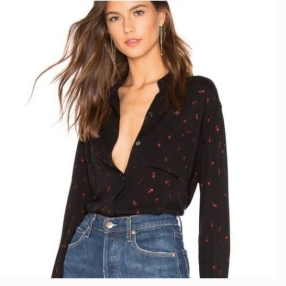 Rails Rocsi Cherry Print Button Down Shirt Size Small - Picture 2 of 6